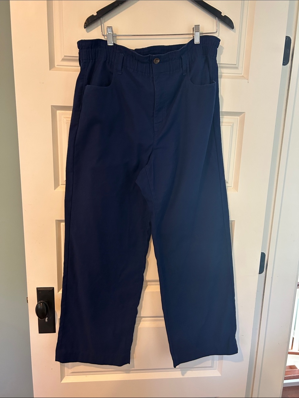 J. Crew Women’s Navy Wide-Leg Trousers - 100% cotton - size 14 - Picture 2 of 9